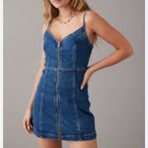 America Eagle Zip up Denim Blue Dress